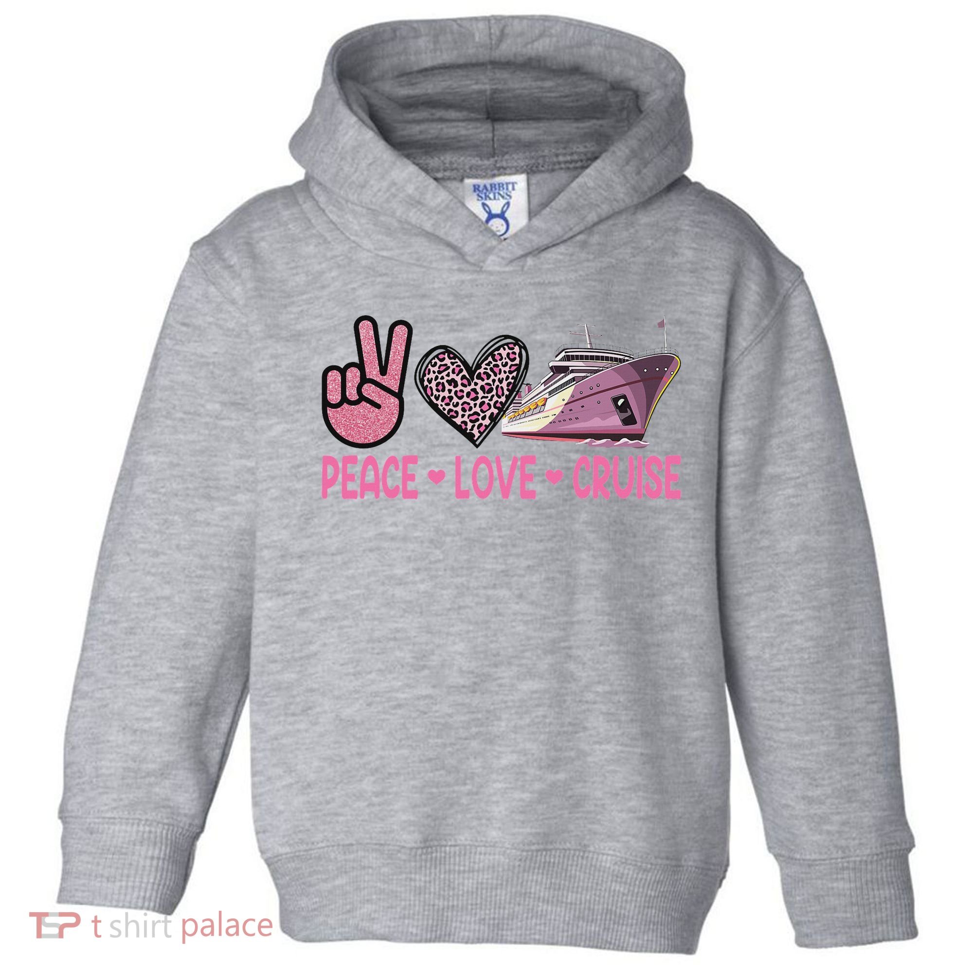 Peace Love Cruise Travel Leopard Heart Funny Gift For Toddler Hoodie