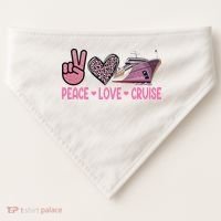 Peace Love Cruise Travel Leopard Heart Funny Gift For USA-Made Doggie Bandana thumb 0