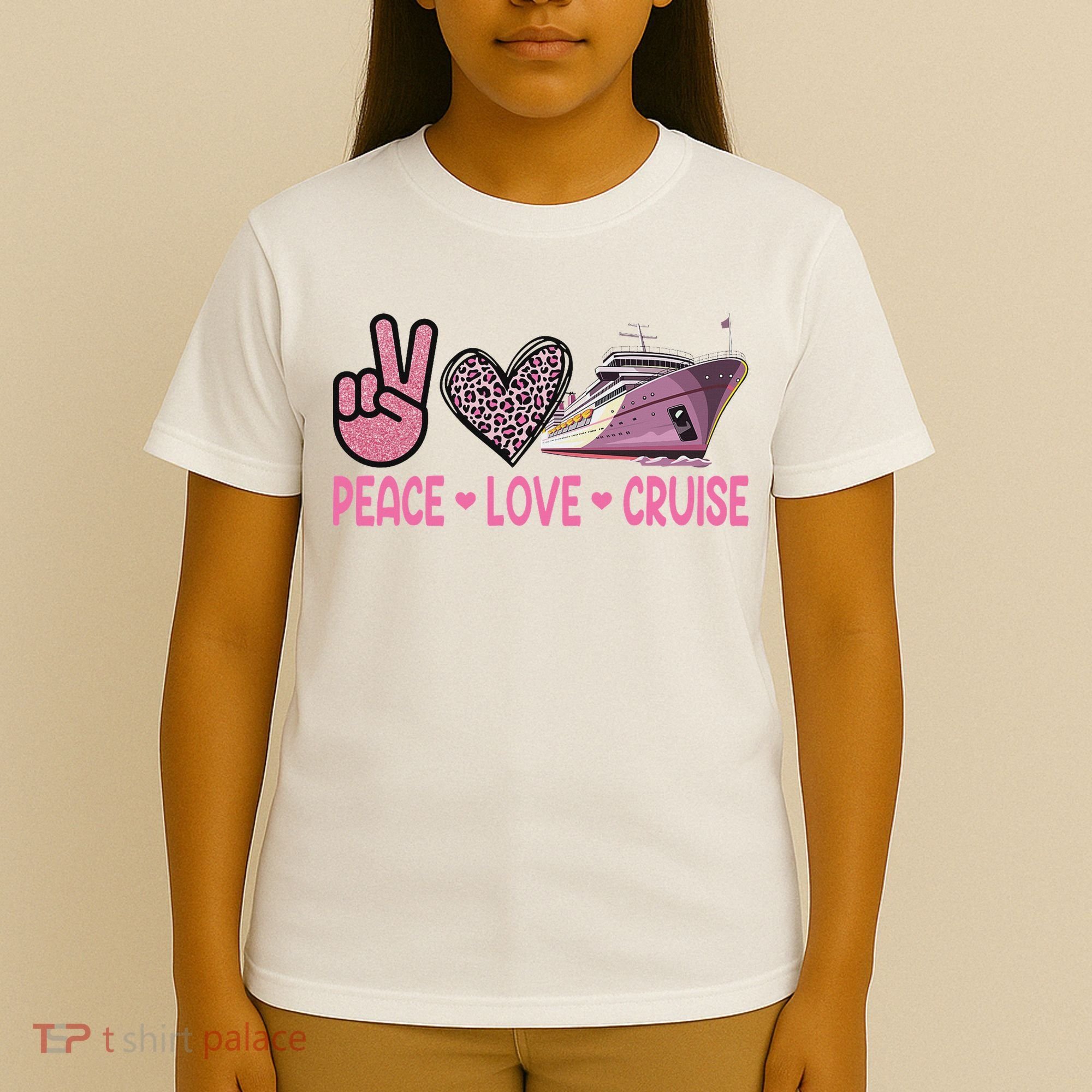 Peace Love Cruise Travel Leopard Heart Funny Gift For T-Shirt
