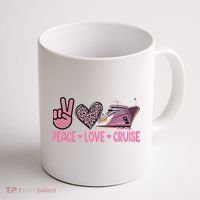 Peace Love Cruise Travel Leopard Heart Funny Gift For Coffee Mug thumb 1