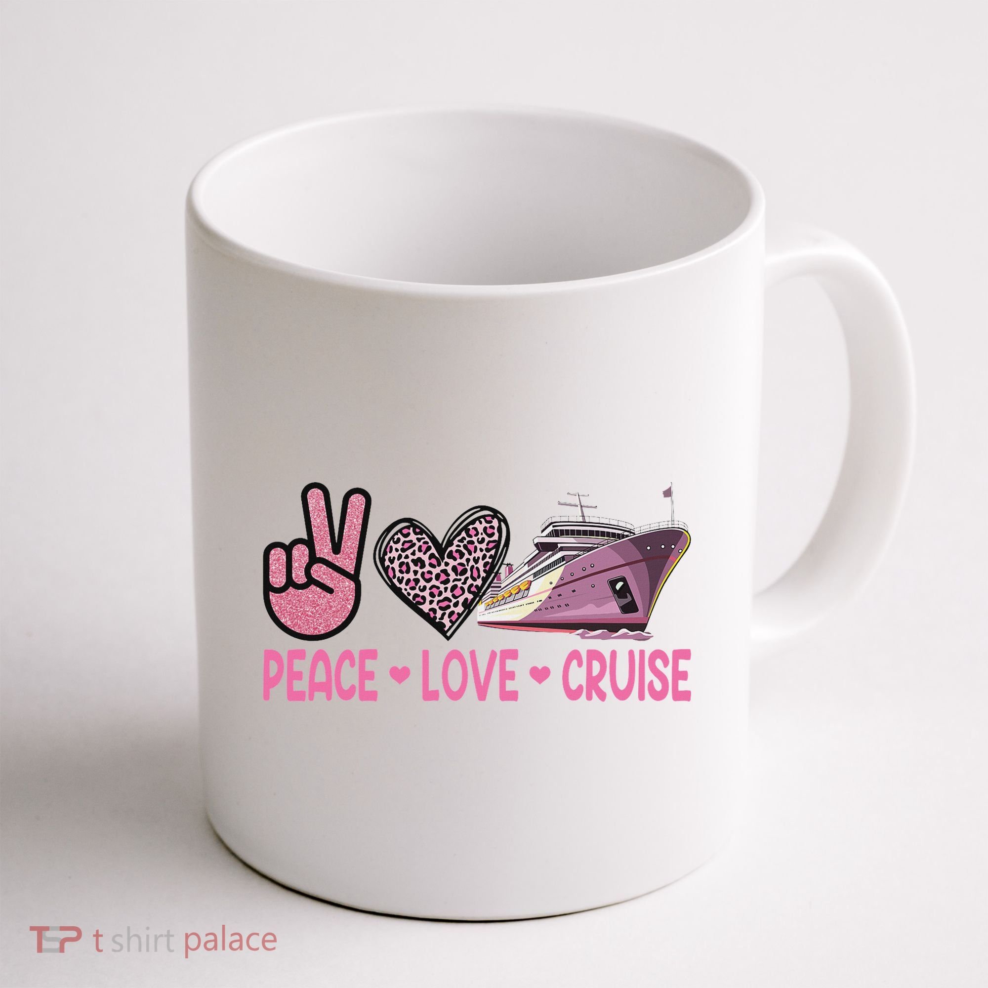 Peace Love Cruise Travel Leopard Heart Funny Gift For Coffee Mug