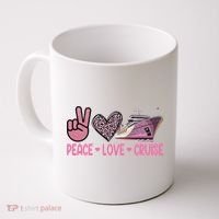 Peace Love Cruise Travel Leopard Heart Funny Gift For Coffee Mug thumb 0