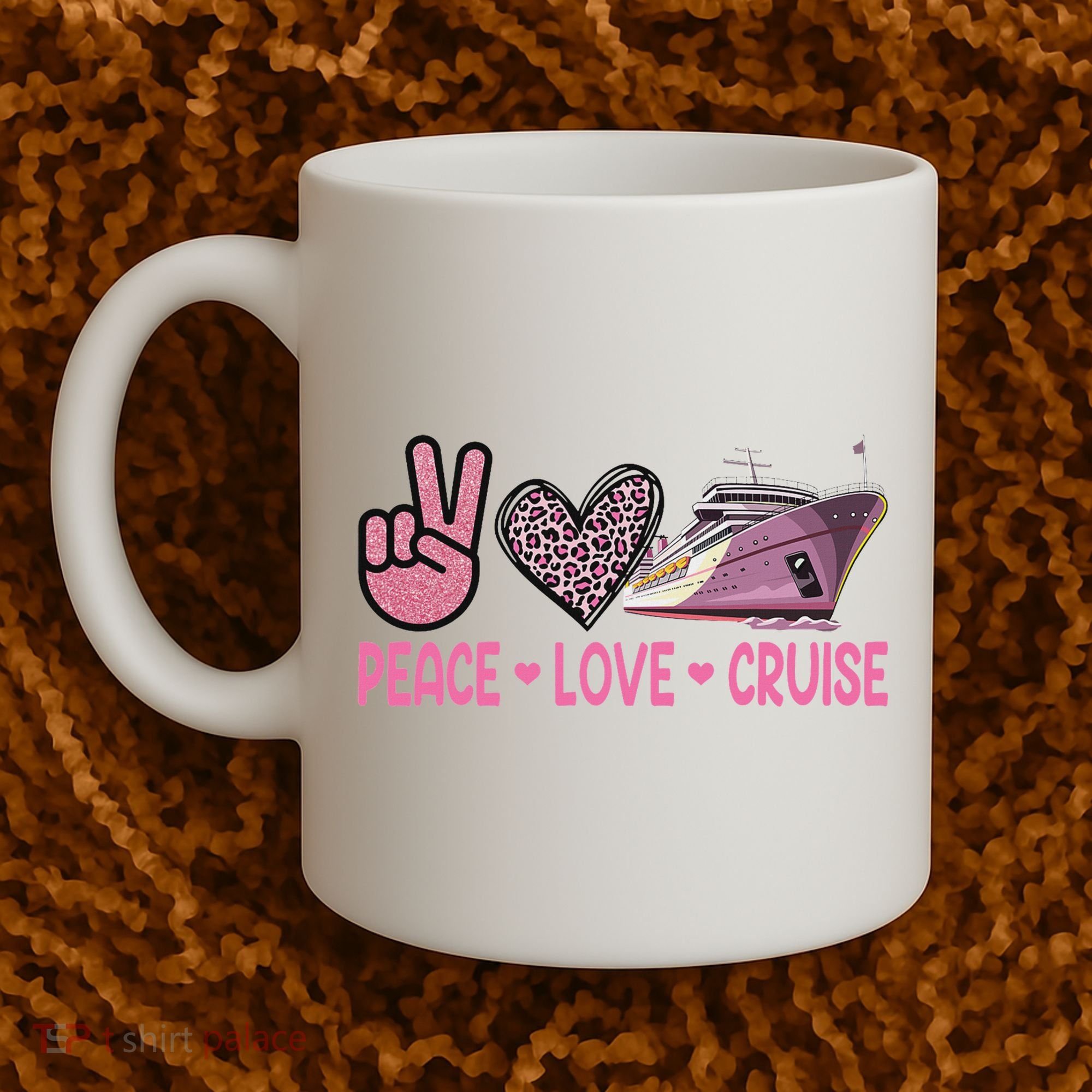 Peace Love Cruise Travel Leopard Heart Funny Gift For Coffee Mug