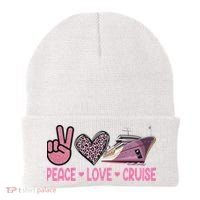 Peace Love Cruise Travel Leopard Heart Funny Gift For Beanie thumb 0