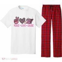 Peace Love Cruise Travel Leopard Heart Funny Gift For Pajama Set thumb 0