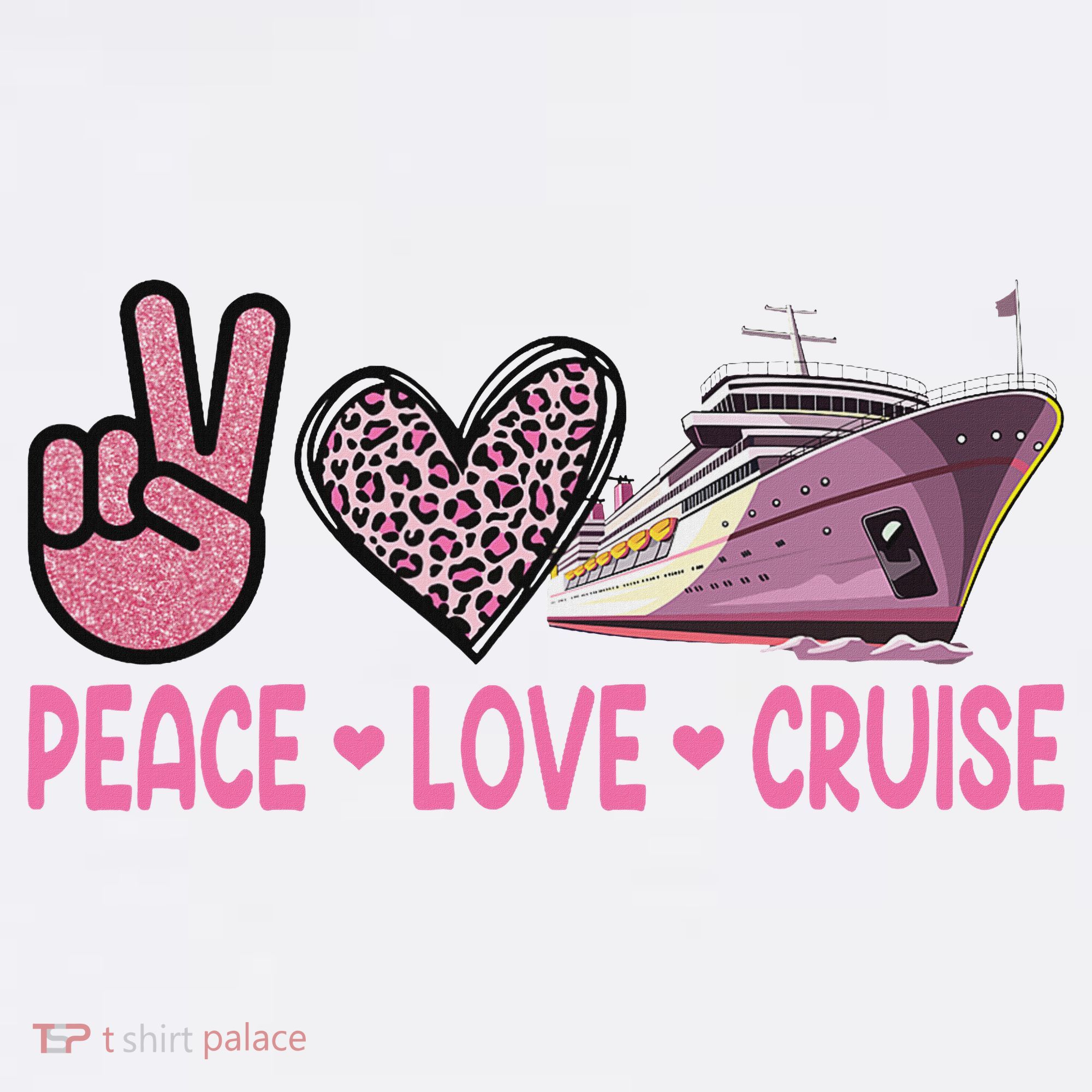Peace Love Cruise Travel Leopard Heart Funny Gift For Women's Hoodie