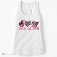Peace Love Cruise Travel Leopard Heart Funny Gift For Women's Tank Top thumb 0