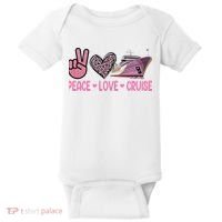 Peace Love Cruise Travel Leopard Heart Funny Gift For Baby Bodysuit thumb 0