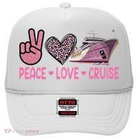 Peace Love Cruise Travel Leopard Heart Funny Gift For Hat thumb 0