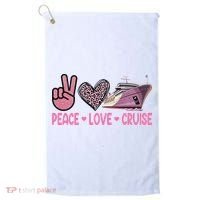 Peace Love Cruise Travel Leopard Heart Funny Gift For Golf Towel thumb 0