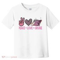 Peace Love Cruise Travel Leopard Heart Funny Gift For Toddler T-Shirt thumb 0