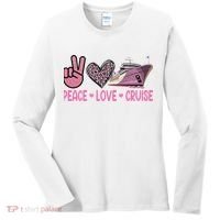 Peace Love Cruise Travel Leopard Heart Funny Gift For Women's Long Sleeve Shirt thumb 0