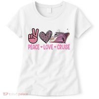 Peace Love Cruise Travel Leopard Heart Funny Gift For Women's T-Shirt thumb 0