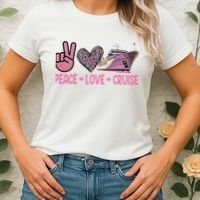 Peace Love Cruise Travel Leopard Heart Funny Gift For Women's T-Shirt thumb 2