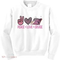 Peace Love Cruise Travel Leopard Heart Funny Gift For Kids Sweatshirt thumb 0