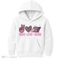 Peace Love Cruise Travel Leopard Heart Funny Gift For Kids Hoodie thumb 0