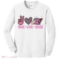 Peace Love Cruise Travel Leopard Heart Funny Gift For Kids Long Sleeve Shirt thumb 0