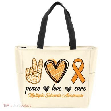 Peace Love Cure Multiple Sclerosis Tote Bag