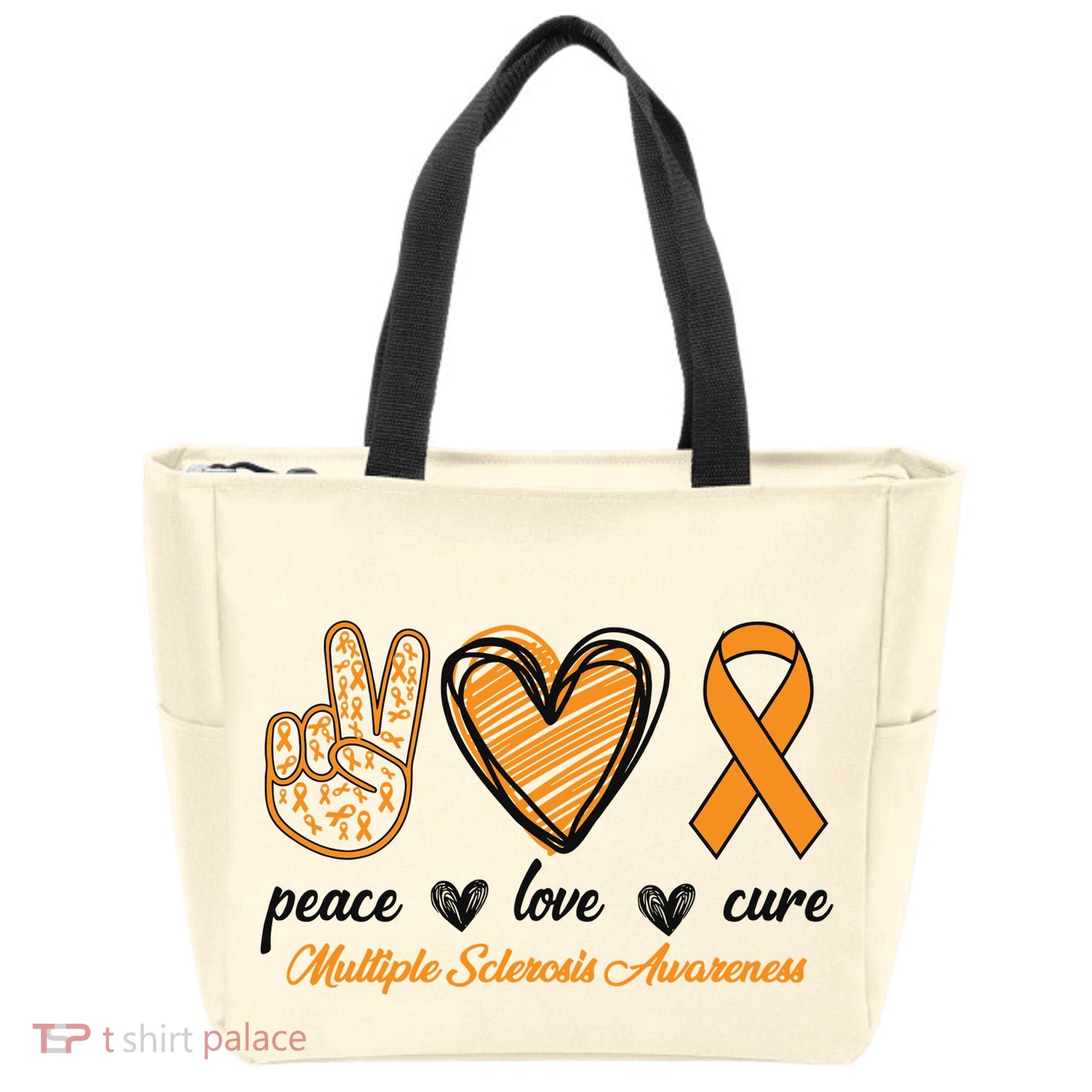 Peace Love Cure Multiple Sclerosis Tote Bag