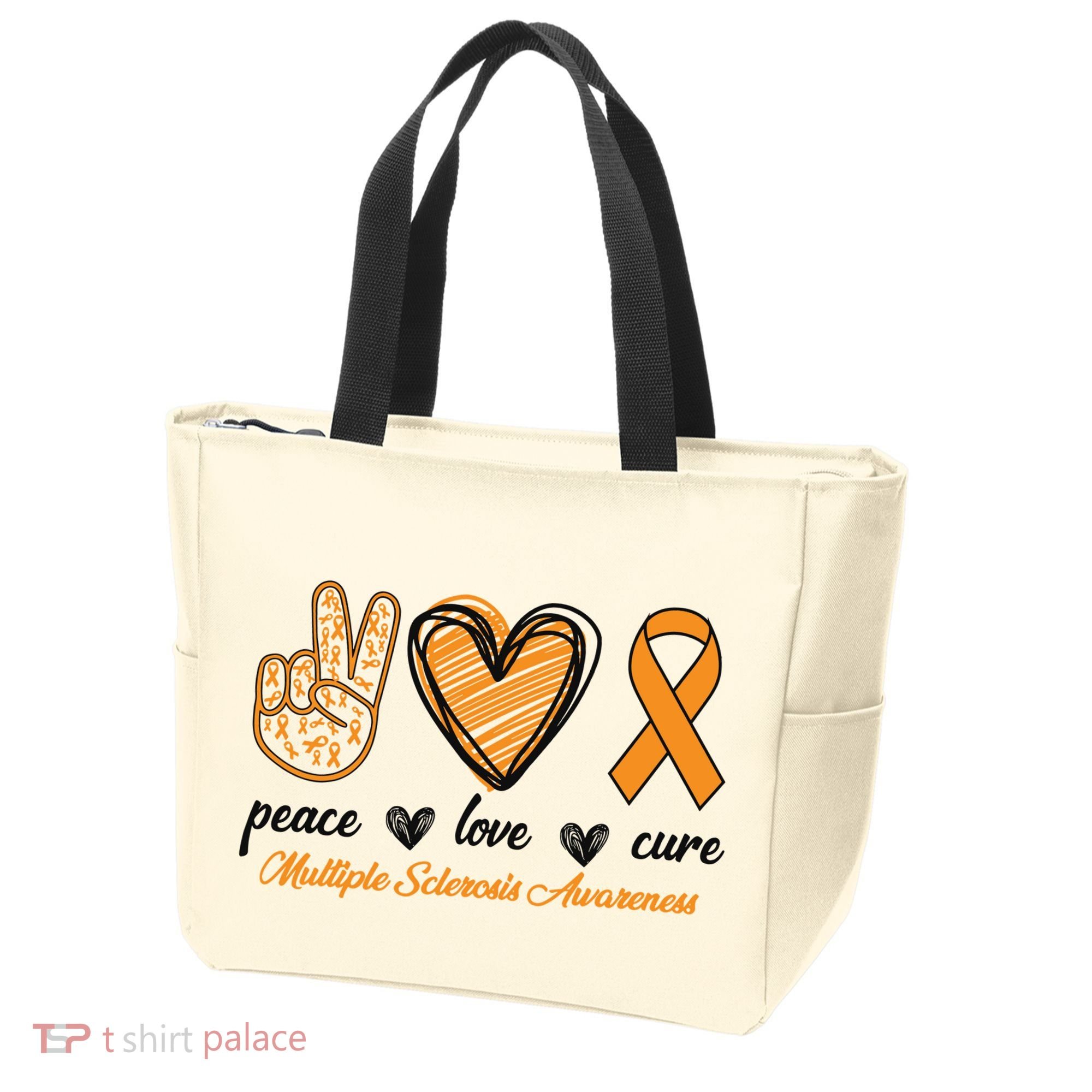 Peace Love Cure Multiple Sclerosis Tote Bag