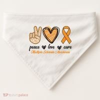 Peace Love Cure Multiple Sclerosis USA-Made Doggie Bandana thumb 0