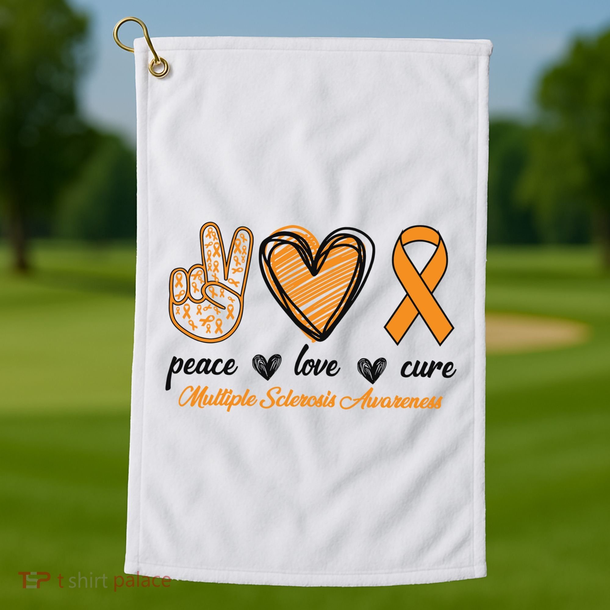 Peace Love Cure Multiple Sclerosis Golf Towel