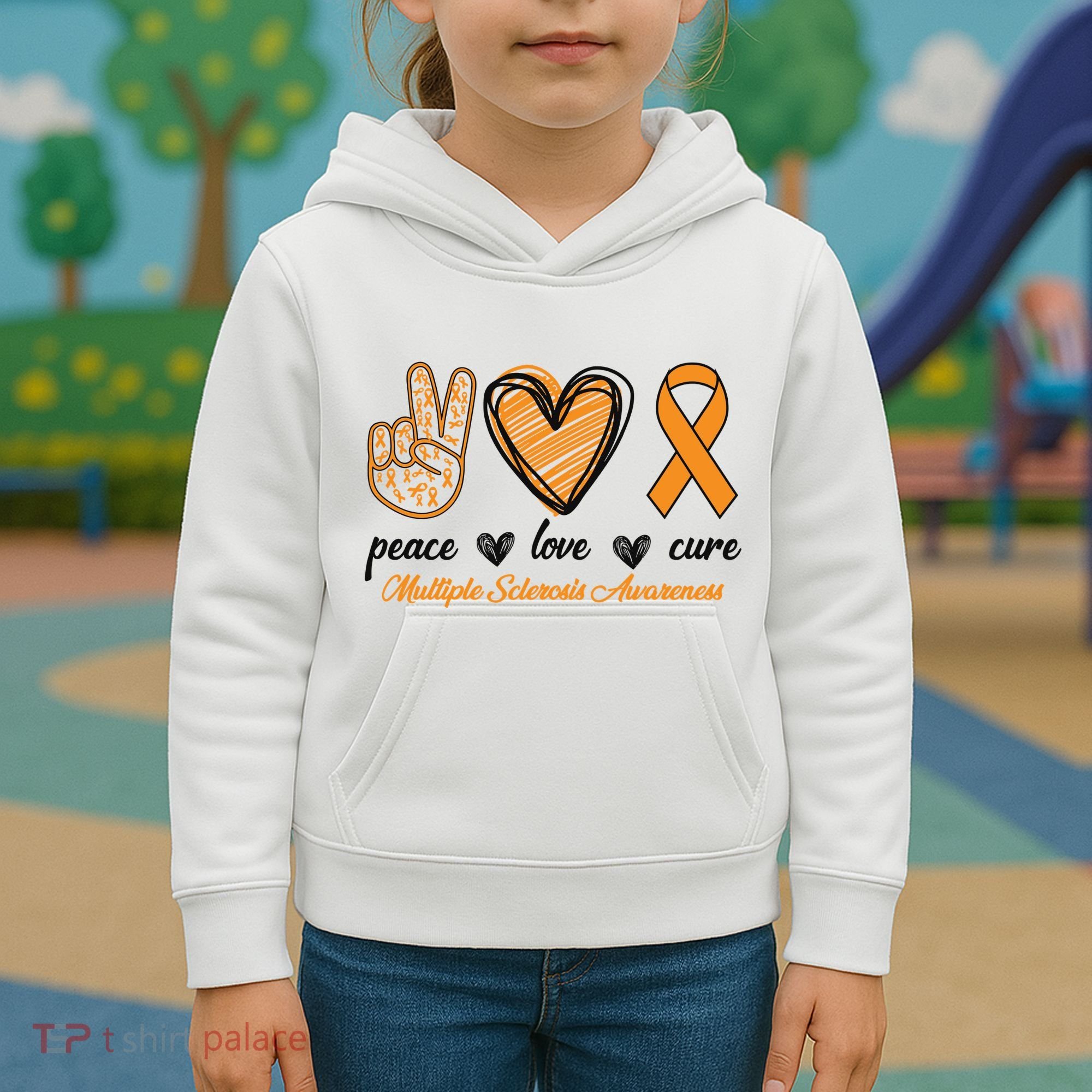 Peace Love Cure Multiple Sclerosis Kids Hoodie