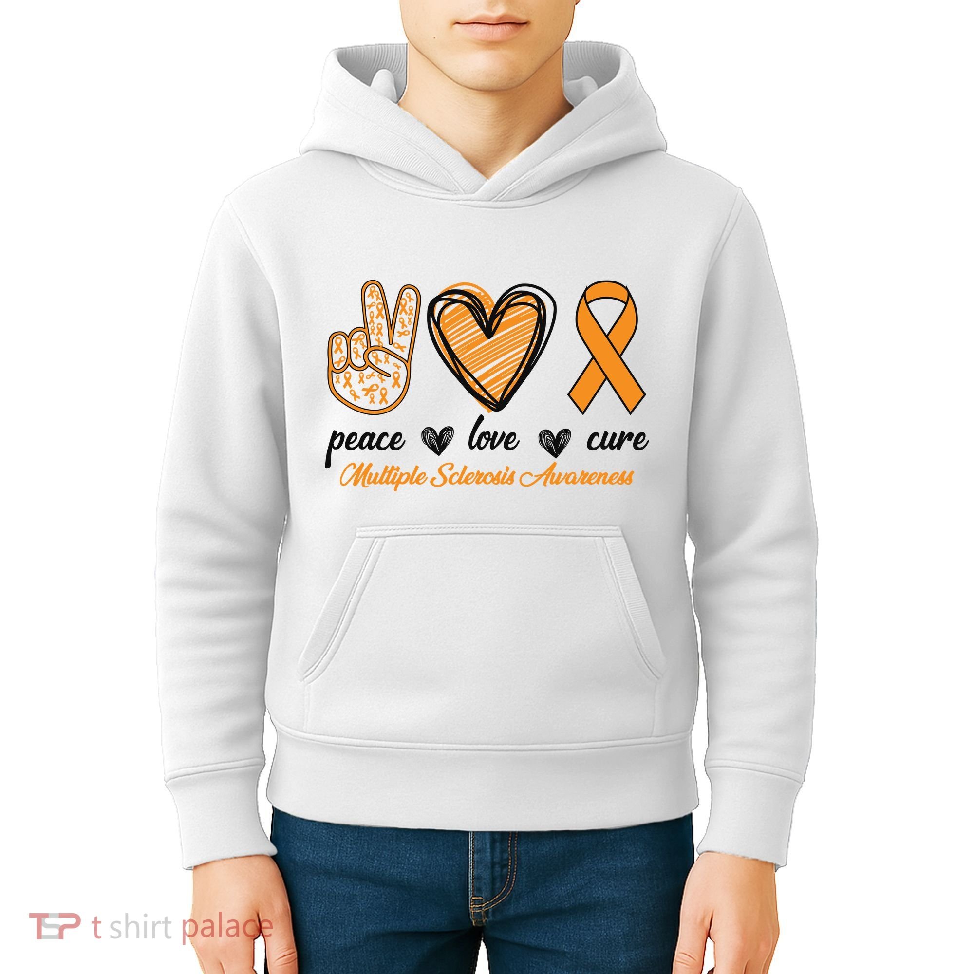 Peace Love Cure Multiple Sclerosis Kids Hoodie
