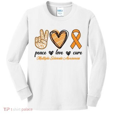 Peace Love Cure Multiple Sclerosis Kids Long Sleeve Shirt