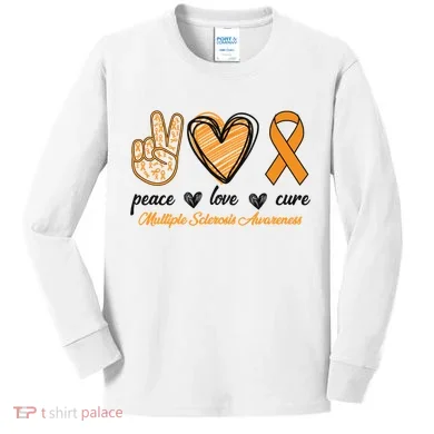 Peace Love Cure Multiple Sclerosis Kids Long Sleeve Shirt