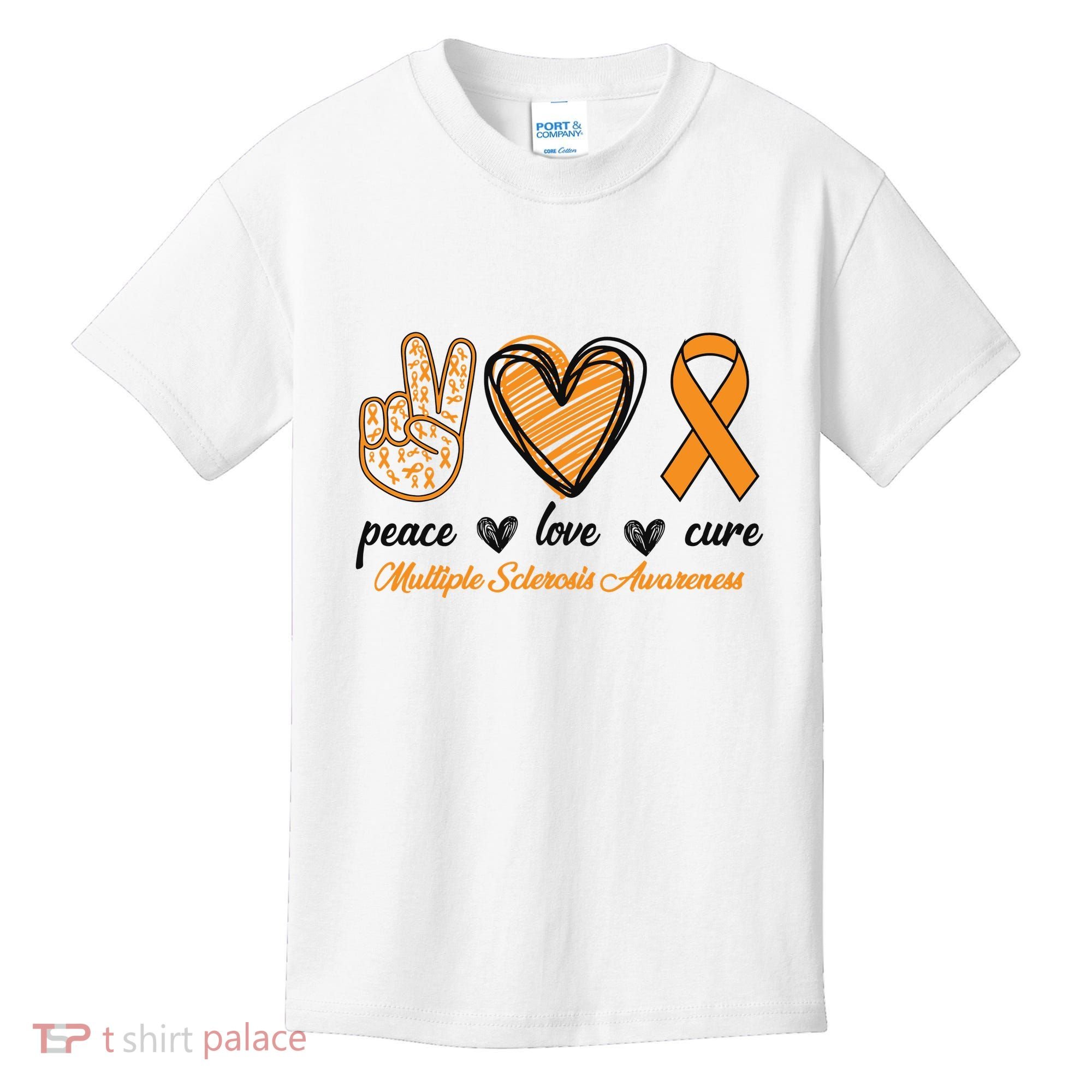 Peace Love Cure Multiple Sclerosis Kids T-Shirt