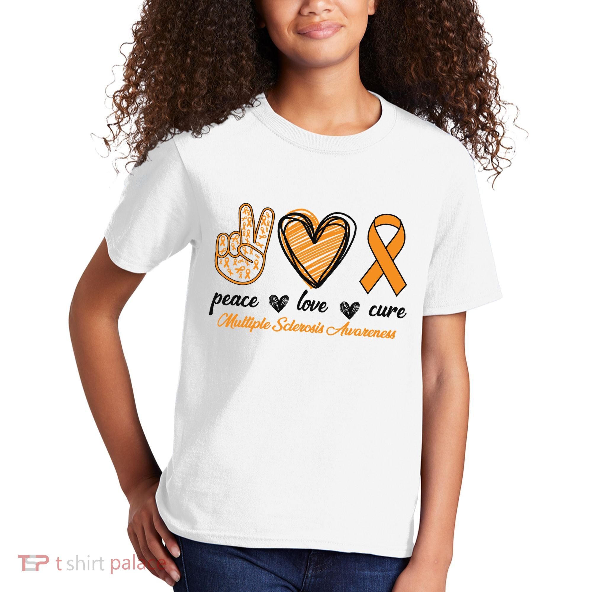 Peace Love Cure Multiple Sclerosis Kids T-Shirt
