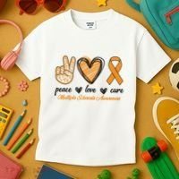 Peace Love Cure Multiple Sclerosis Kids T-Shirt thumb 3