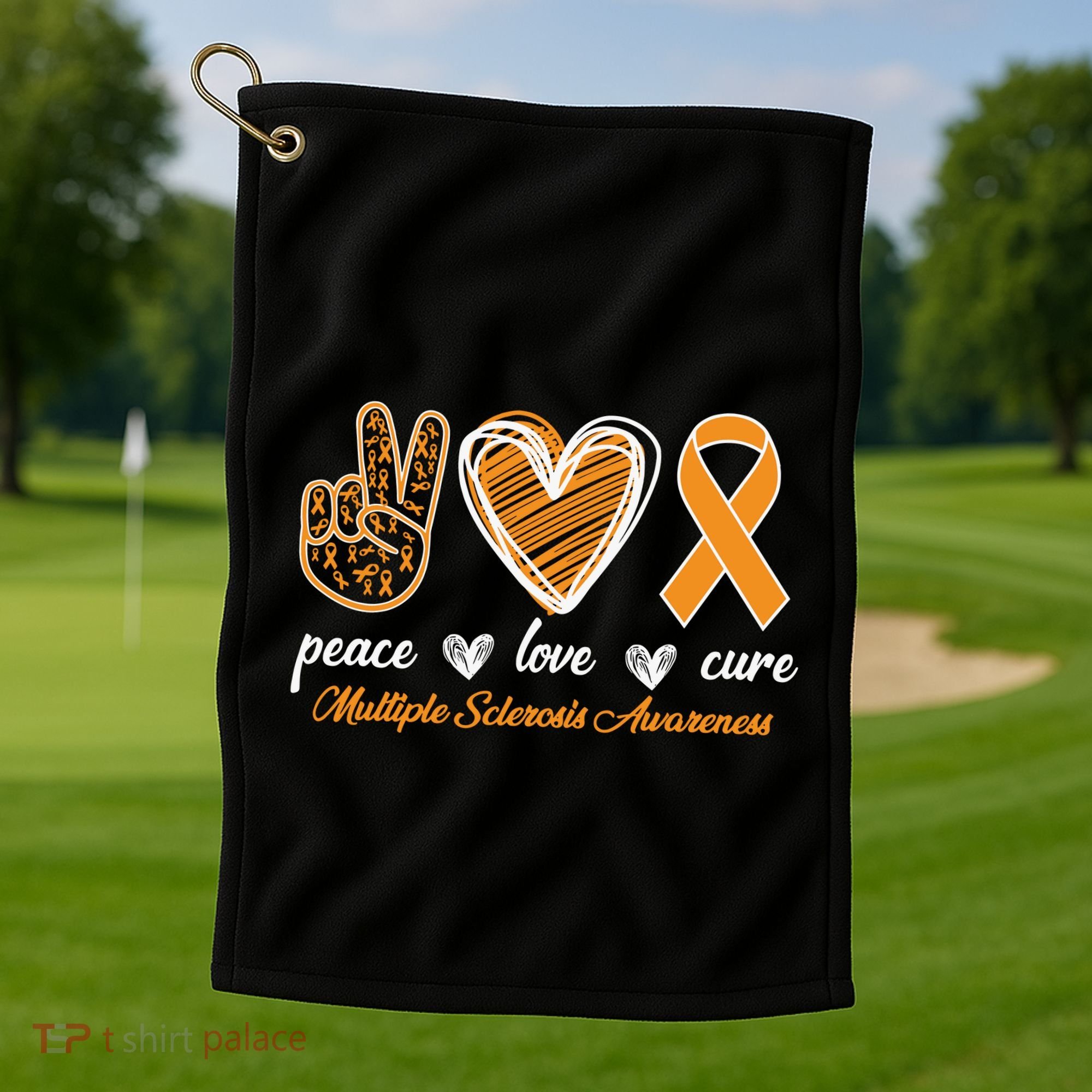 Peace Love Cure Multiple Sclerosis Golf Towel