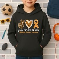 Peace Love Cure Multiple Sclerosis Kids Hoodie thumb 2