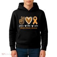 Peace Love Cure Multiple Sclerosis Kids Hoodie thumb 4