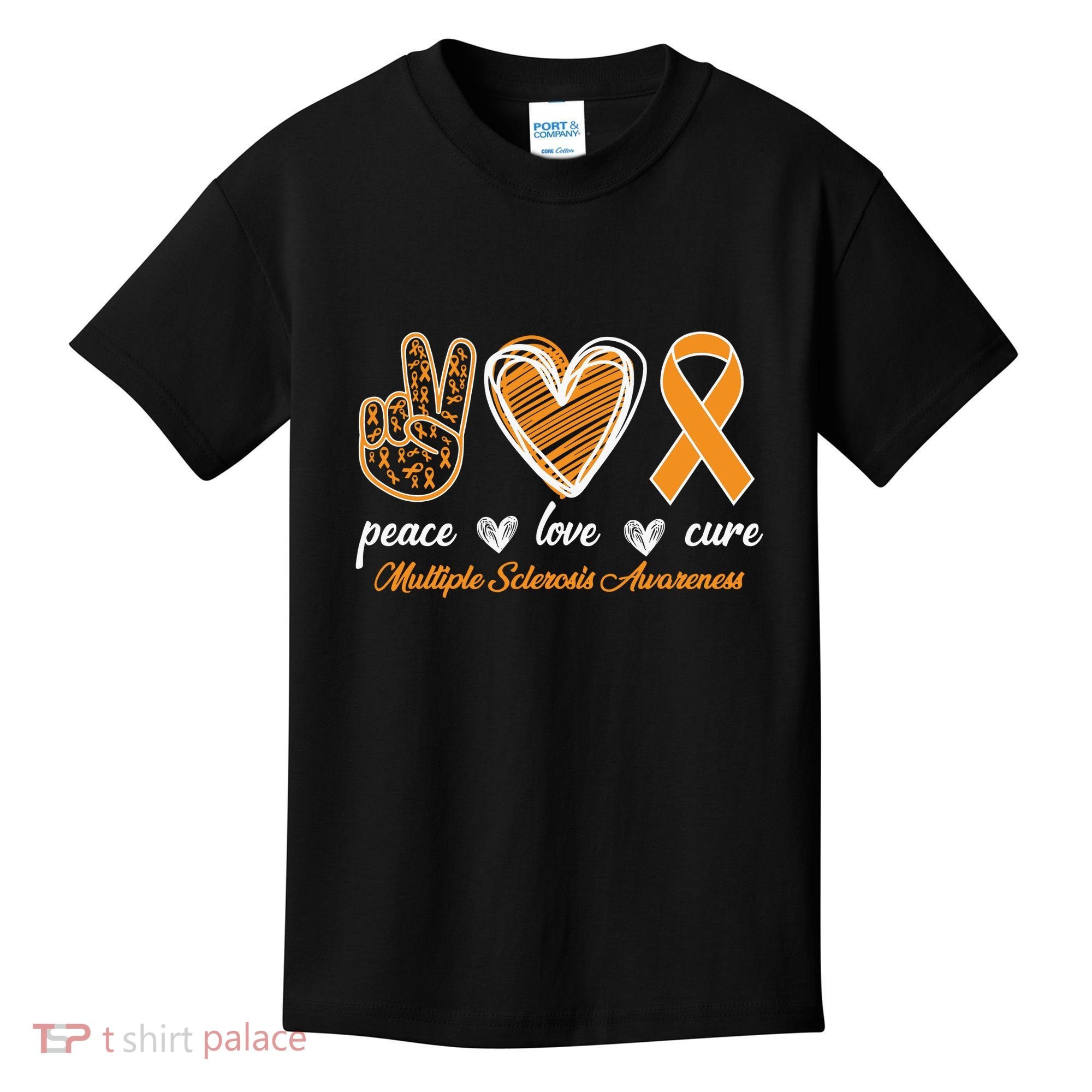 Peace Love Cure Multiple Sclerosis Kids T-Shirt