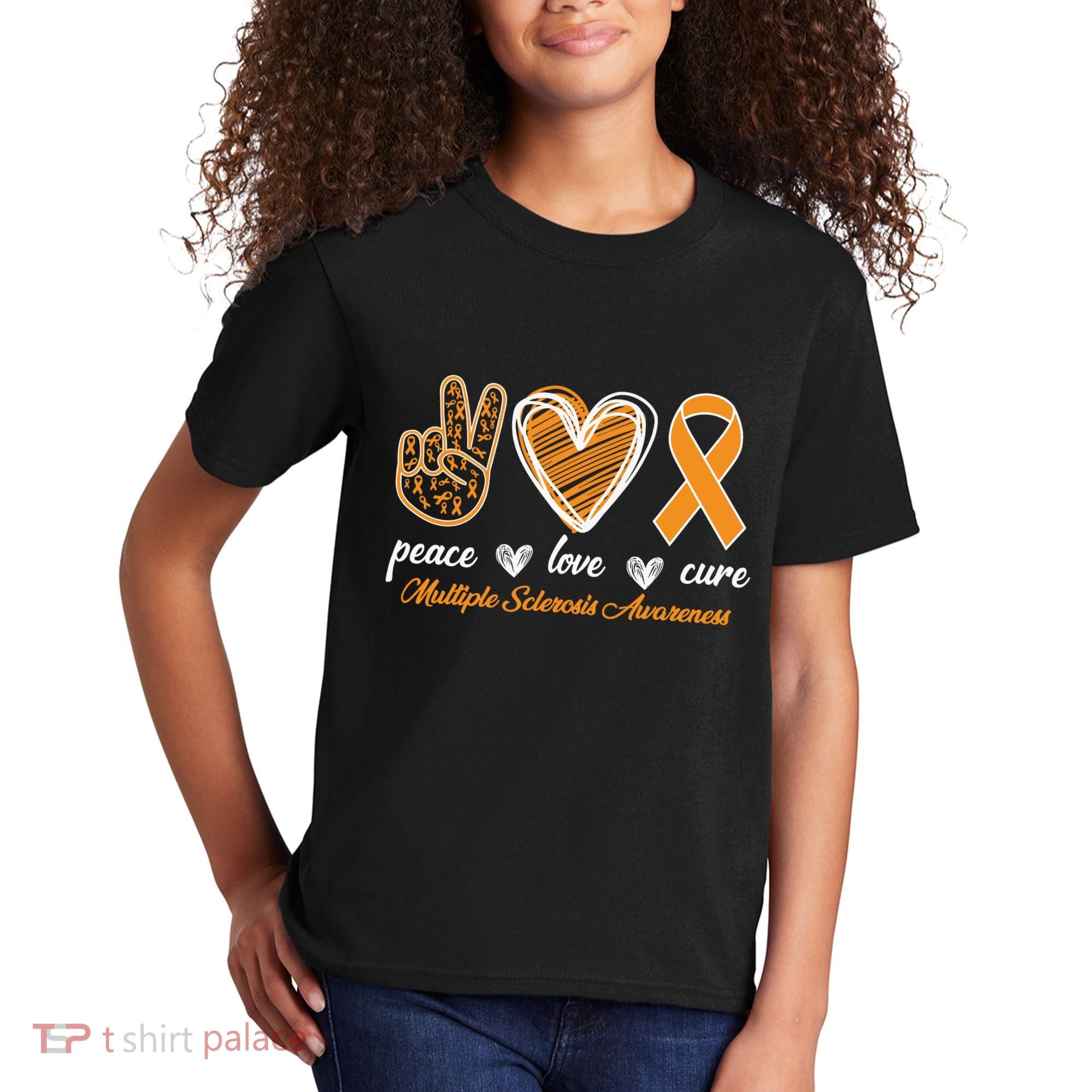 Peace Love Cure Multiple Sclerosis Kids T-Shirt