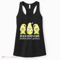 Peace Love Cure Childhood Cancer Awareness Ribbon Gnomies Women's Tank Top thumb 0