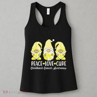 Peace Love Cure Childhood Cancer Awareness Ribbon Gnomies Women's Tank Top thumb 3