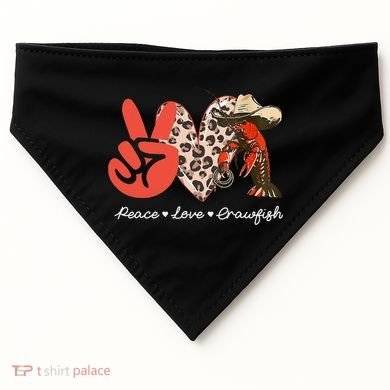 Peace Love Crawfish Leopard Crawfish Boil Cajun Lobster USA-Made Doggie Bandana