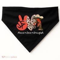 Peace Love Crawfish Leopard Crawfish Boil Cajun Lobster USA-Made Doggie Bandana thumb 0