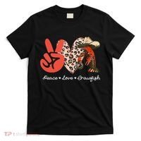 Peace Love Crawfish Leopard Crawfish Boil Cajun Lobster T-Shirt thumb 0