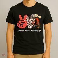 Peace Love Crawfish Leopard Crawfish Boil Cajun Lobster T-Shirt thumb 3