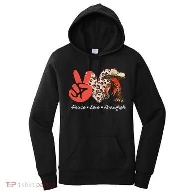 Peace Love Crawfish Leopard Crawfish Boil Cajun Lobster Women's Hoodie