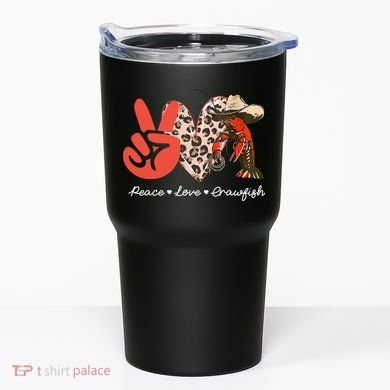 Peace Love Crawfish Leopard Crawfish Boil Cajun Lobster Tumbler