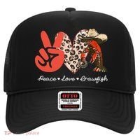 Peace Love Crawfish Leopard Crawfish Boil Cajun Lobster Hat thumb 0