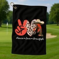 Peace Love Crawfish Leopard Crawfish Boil Cajun Lobster Golf Towel thumb 1
