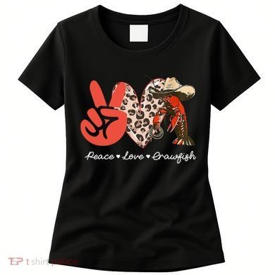 Peace Love Crawfish Leopard Crawfish Boil Cajun Lobster Women's T-Shirt