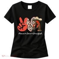 Peace Love Crawfish Leopard Crawfish Boil Cajun Lobster Women's T-Shirt thumb 0